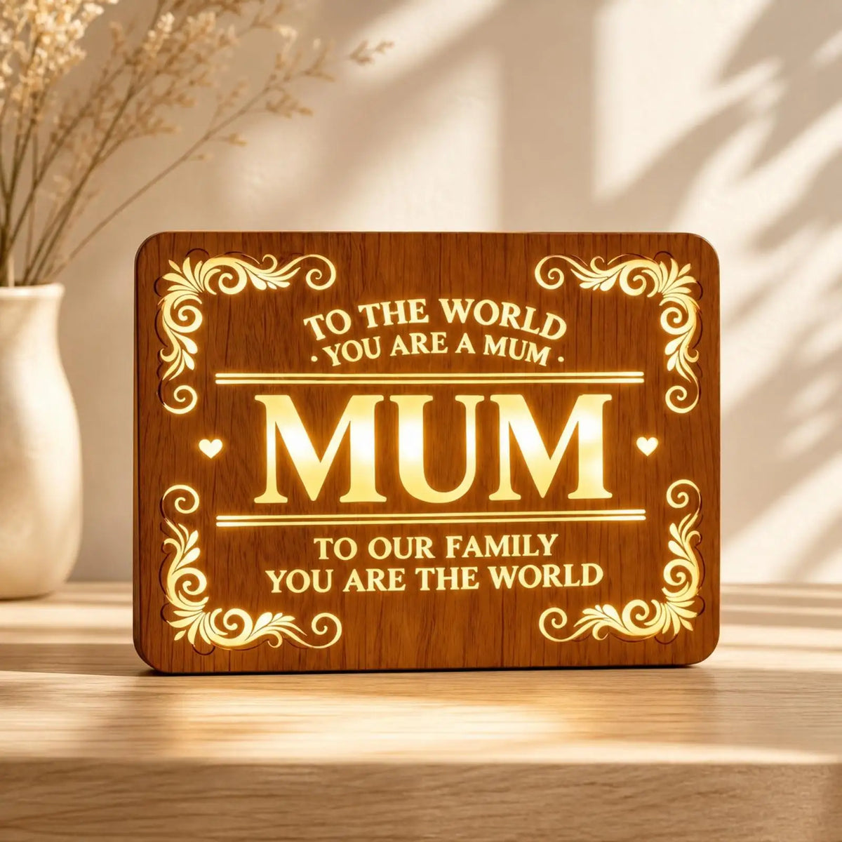 Illuminated Wood Wall Plaque - Mom and Dad Bedside Shelf Light - view 6