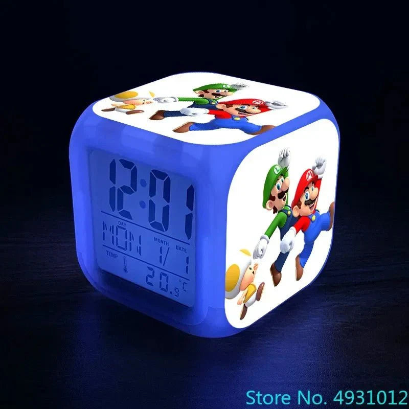Anime Sonic Mario Bros Figure LED Alarm Clock 7-Color Touch Light Kids D... — View 21