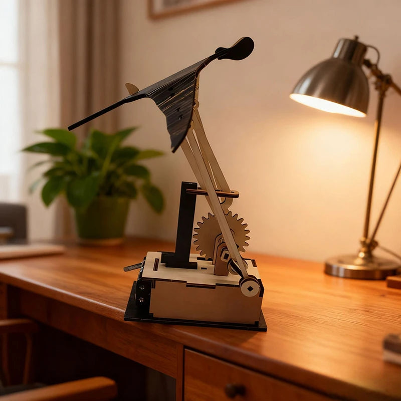Wooden Manta Ray Kinetic Sculpture - wooden automaton swimming motion