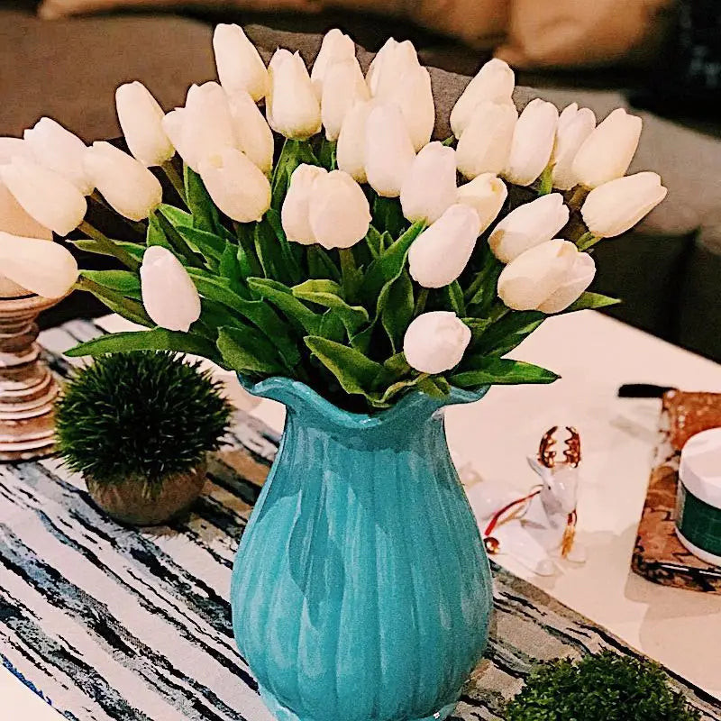 Real-Touch Artificial Tulips - 10 Stem Bouquet for Vases and Table Decor - view 5
