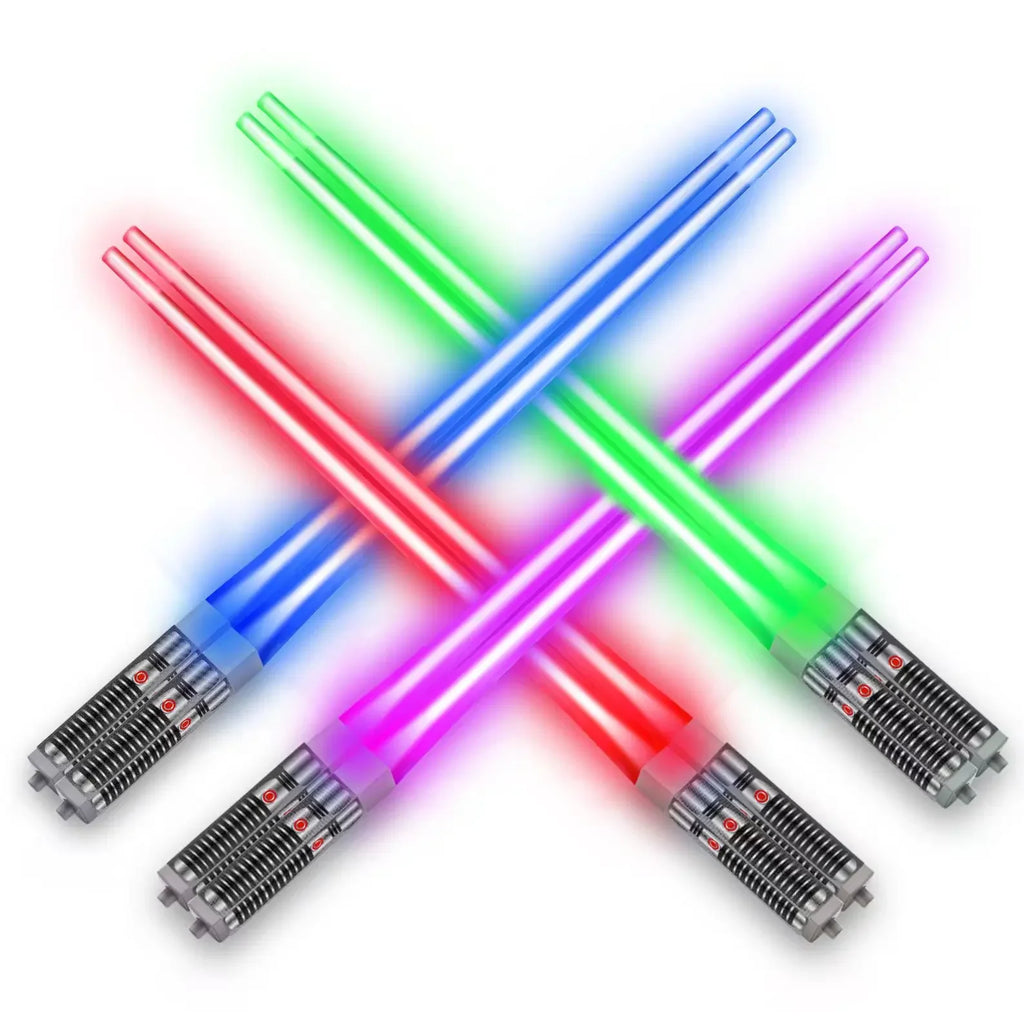 LED Light-Up Glow Chopsticks, Set of 4 Pairs - Reusable Colour Dinner Chopsticks - image 1