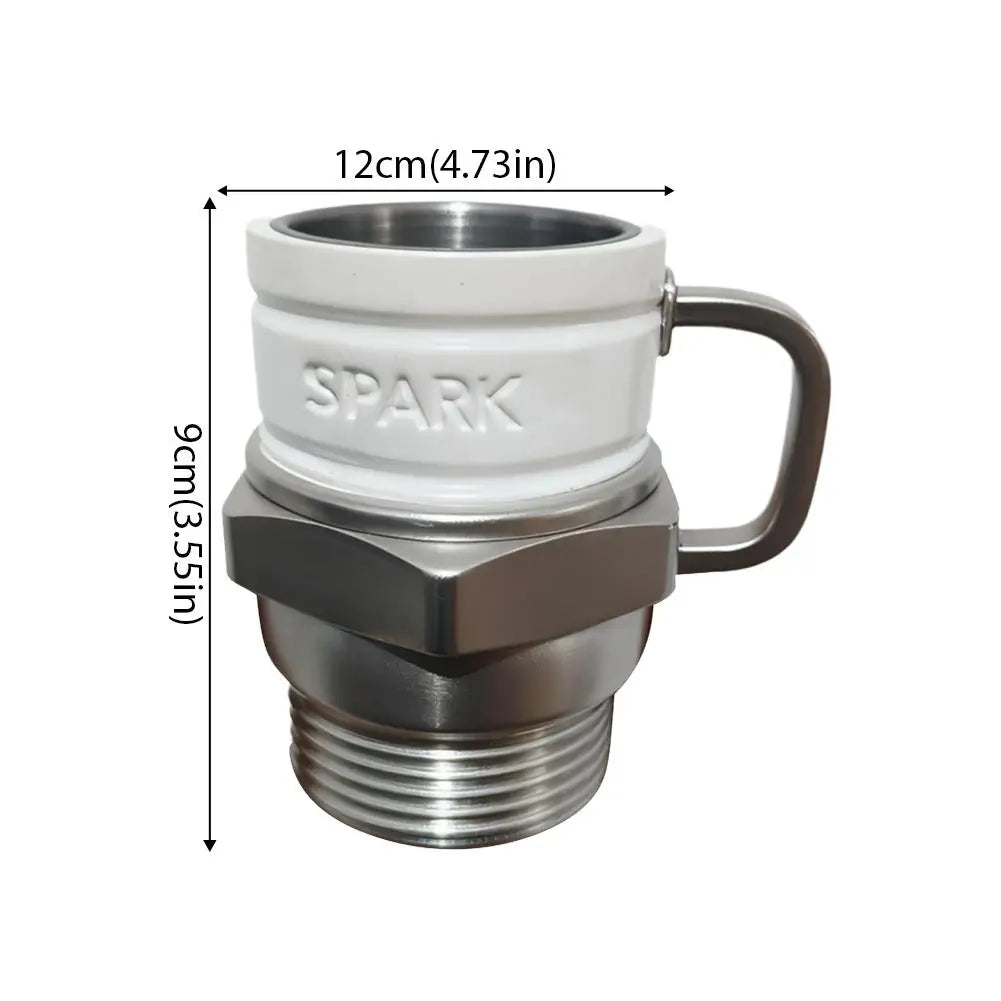 Spark Plug Coffee Mug - Novelty Ceramic and Metal Cup for Car Lovers and Mechanics