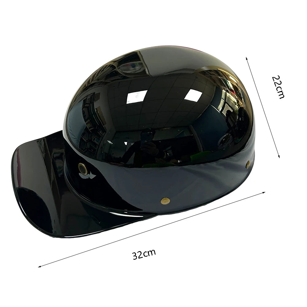 Motorcycle Half Helmet Baseball Cap Style - Retro Open Face Cruiser Shell - gallery 1