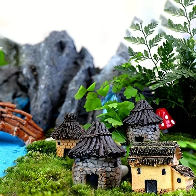 Miniature Fairy Garden House Set of 6 - Hand-Painted Resin C - 4