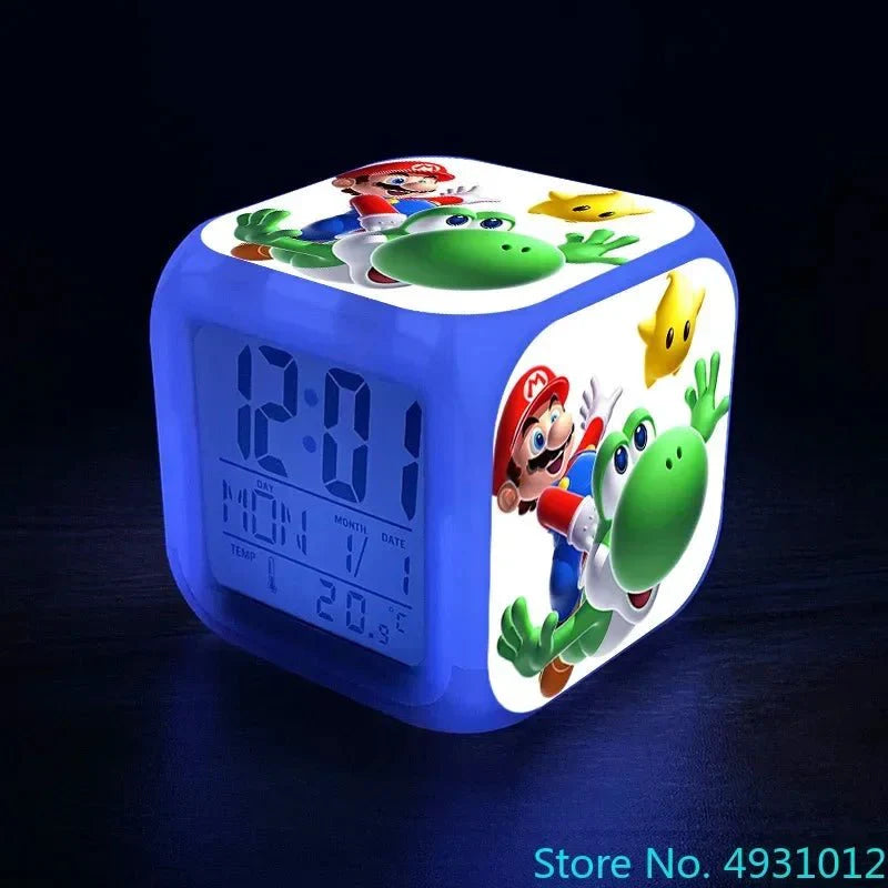 Anime Sonic Mario Bros Figure LED Alarm Clock 7-Color Touch Light Kids D... — View 13