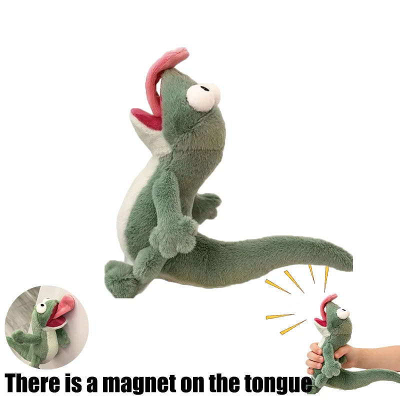 Screaming Lizard Plush Toy with Magnetic Tongue - 14cm Squeaky Chamele - 6