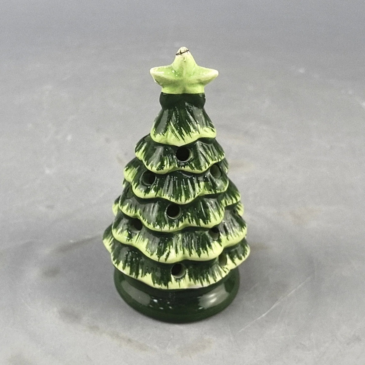 Ceramic Christmas Tree Tealight Holder - 11cm Glazed Green P