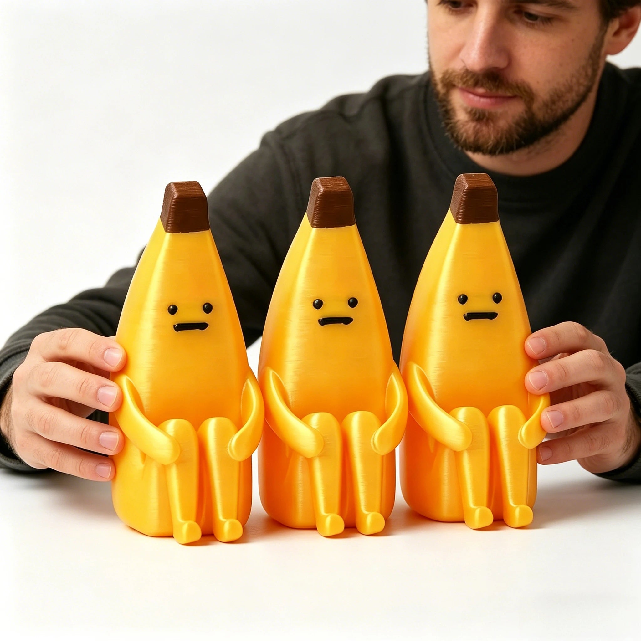 Sitting Banana Figurine - 3D Printed Desk Ornament for Monit
