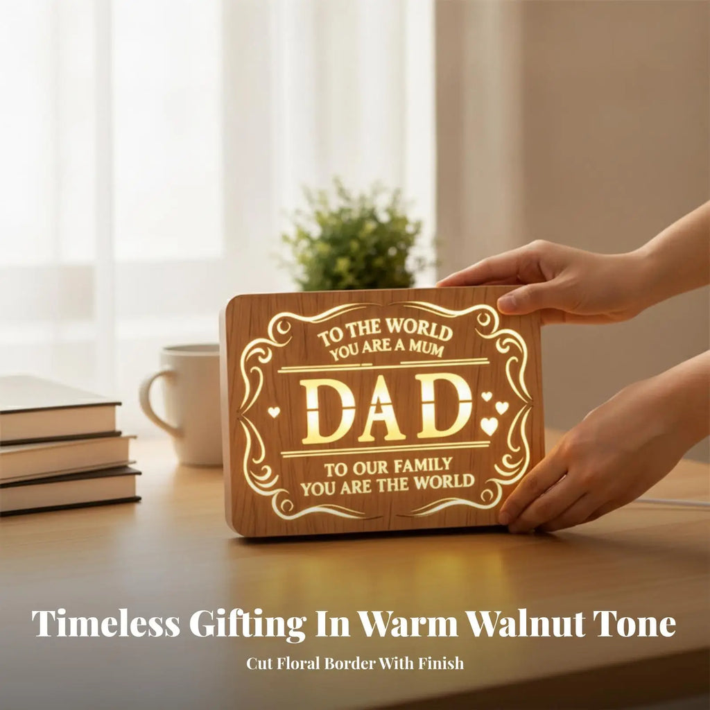 Illuminated Wood Wall Plaque - Mom and Dad Bedside Shelf Light - view 1