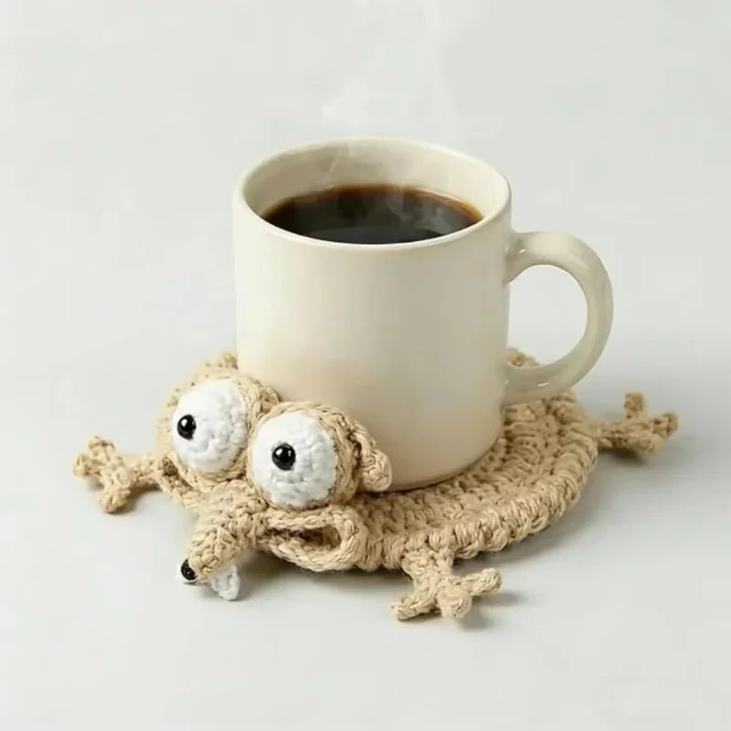 Crochet Animal Coaster Set of 4 - Handmade Squirrel, Frog an - 5