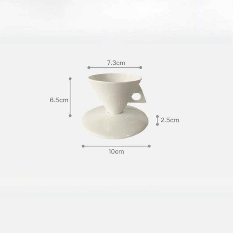Bone China Espresso Cup and Saucer Set with Spoon - 50ml Conical Porce - 6