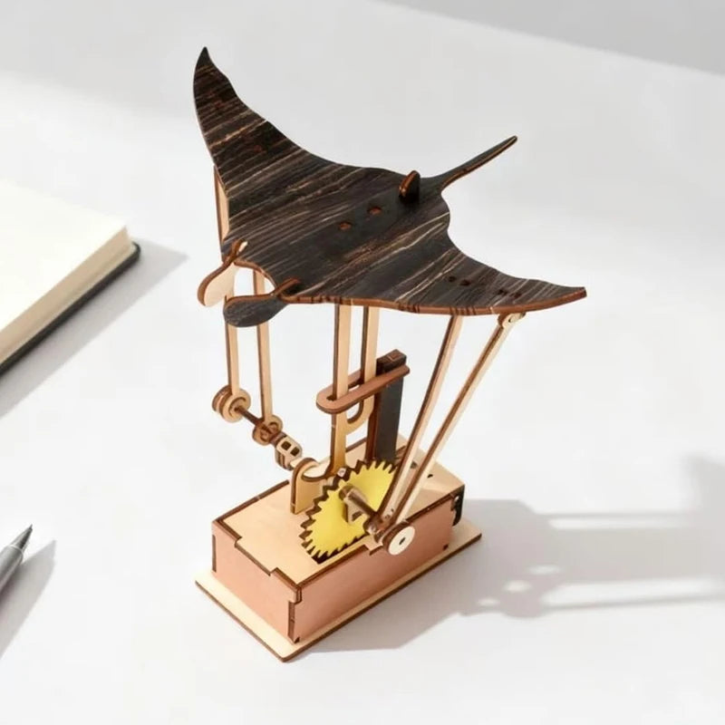 Wooden Manta Ray Kinetic Sculpture - lifestyle desk decor