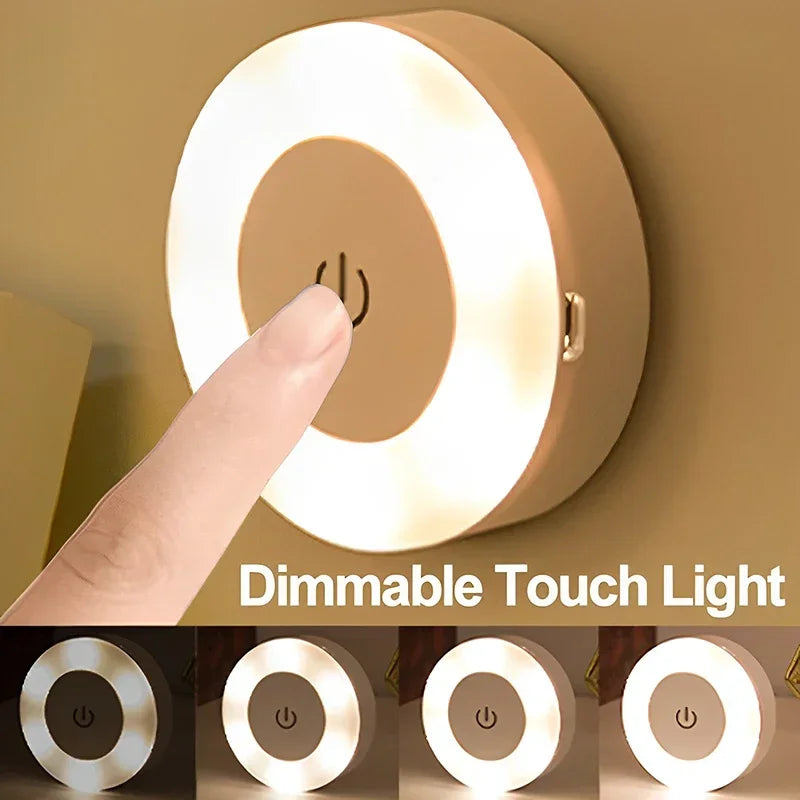 Rechargeable Touch Night Light Set of 3 - Magnetic Dimmable Puck Lamps - 1