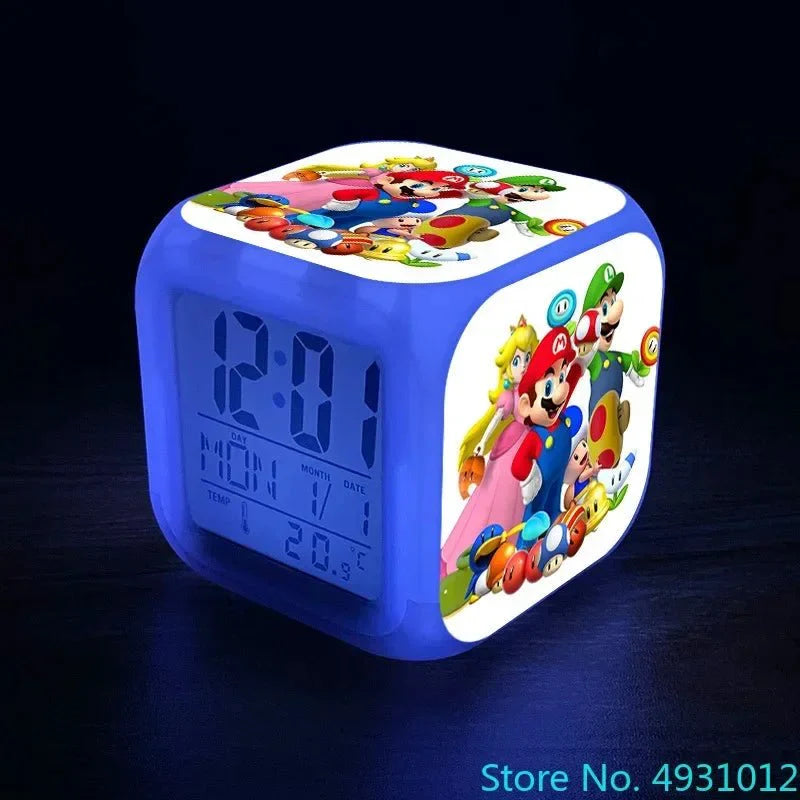 Anime Sonic Mario Bros Figure LED Alarm Clock 7-Color Touch Light Kids D... — View 11