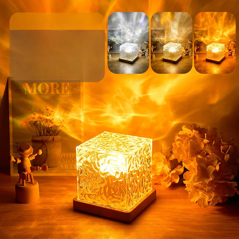 Water Ripple Crystal Lamp - 16 Color Cube Light with Remote - Cube - 3 Colors