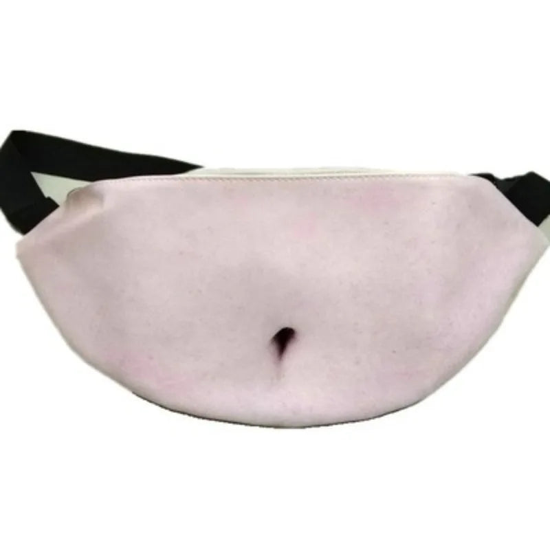 Fake Belly Fanny Pack - Novelty Hidden Storage Waist Bag - Pale