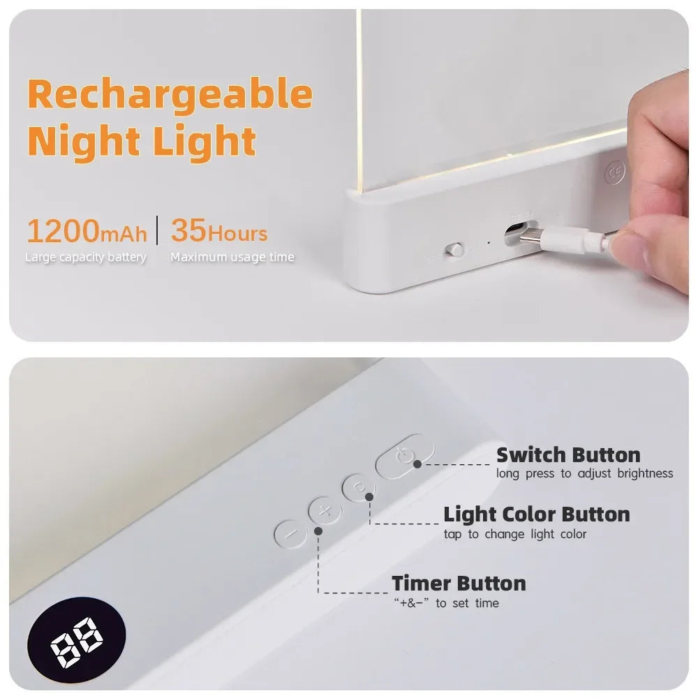 LED Flat Panel Book Light - Rechargeable Reading Lamp with 1 - 1