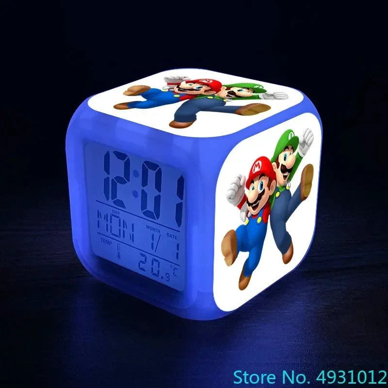Anime Sonic Mario Bros Figure LED Alarm Clock 7-Color Touch Light Kids D... — View 20