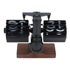 Retro mechanical flip down desk clock with wood-tone base