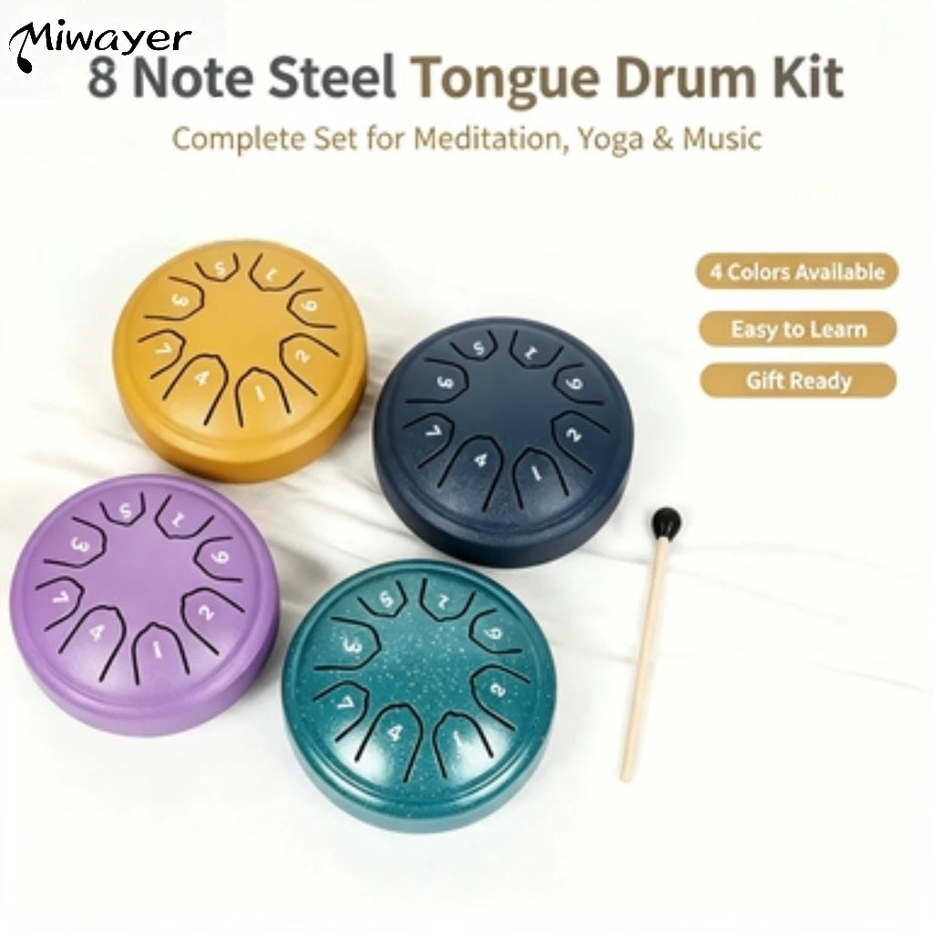 8-Note Steel Tongue Drum with Mallet and Songbook - 4.5 Inch Mini Handpan - view 1