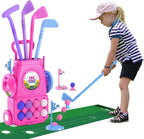 Kids Golf Club Set with Putting Mat - 4 Clubs, 8 Balls and Wheeled Cart - view 1