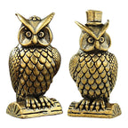 Solid Brass Owl Figurine - Vintage Desk and Bookshelf Sculpture, Two Designs