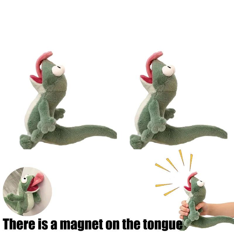 Screaming Lizard Plush Toy with Magnetic Tongue - 14cm Squeaky Chamele - 5
