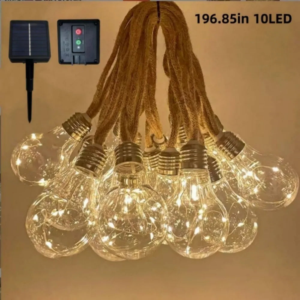 Solar Edison Bulb String Lights - 16ft 10 LED Waterproof Pat - 6