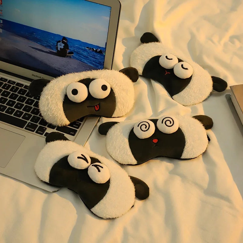 Panda Sleep Mask Set of 4 - Soft Plush 3D Light-Blocking Eye Covers - 4