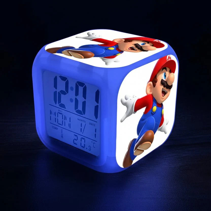 Anime Sonic Mario Bros Figure LED Alarm Clock 7-Color Touch Light Kids D... — View 3