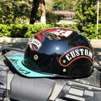 Motorcycle Half Helmet Baseball Cap Style - Retro Open Face Cruiser Shell - gallery 4