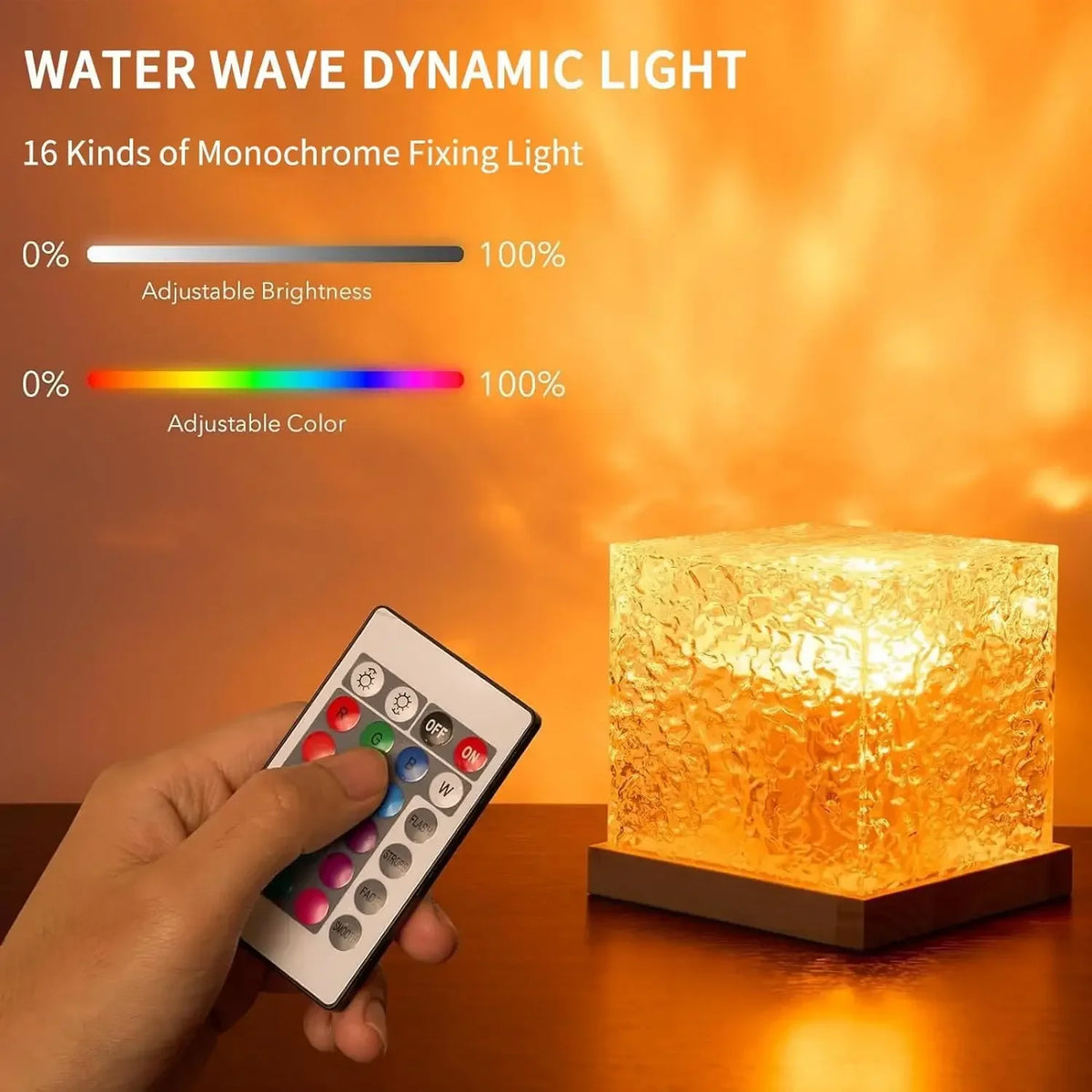 Water Ripple Crystal Lamp - 16 Color Cube Light with Remote - view 3