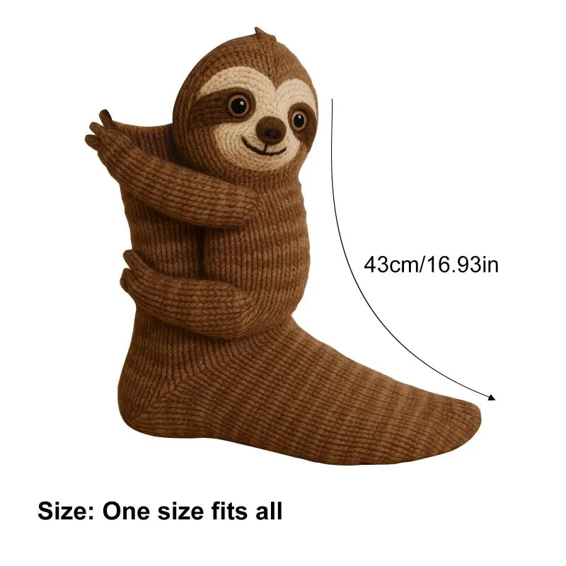 3D Knitted Animal Hug Socks - Handmade Crochet Sloth Koala and Panda C - 2