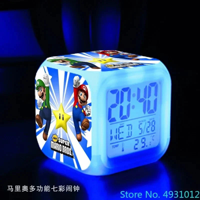 Anime Sonic Mario Bros Figure LED Alarm Clock 7-Color Touch Light Kids D... — View 18