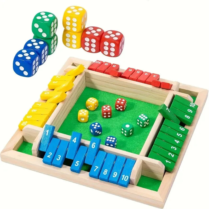 Shut The Box Wooden Dice Game - 4 Player Family Board Game w - 1