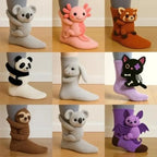 3D Knitted Animal Hug Socks - Handmade Crochet Sloth Koala and Panda C - 1