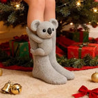 3D Knitted Animal Hug Socks - Handmade Crochet Sloth Koala and Panda C - 3