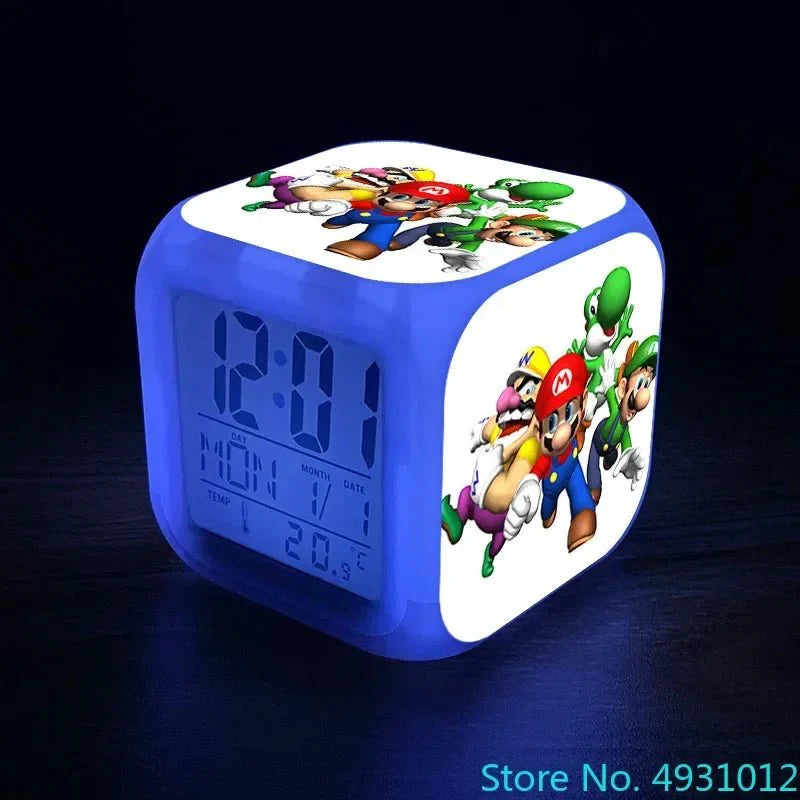 Anime Sonic Mario Bros Figure LED Alarm Clock 7-Color Touch Light Kids D... — View 26