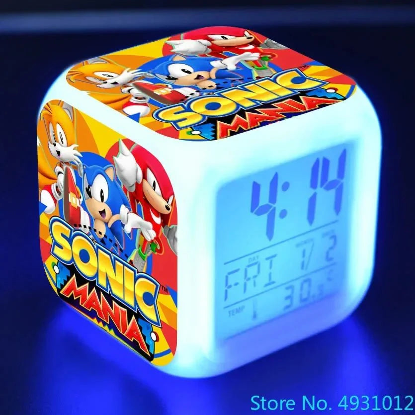 Anime Sonic Mario Bros Figure LED Alarm Clock 7-Color Touch Light Kids D... — View 23
