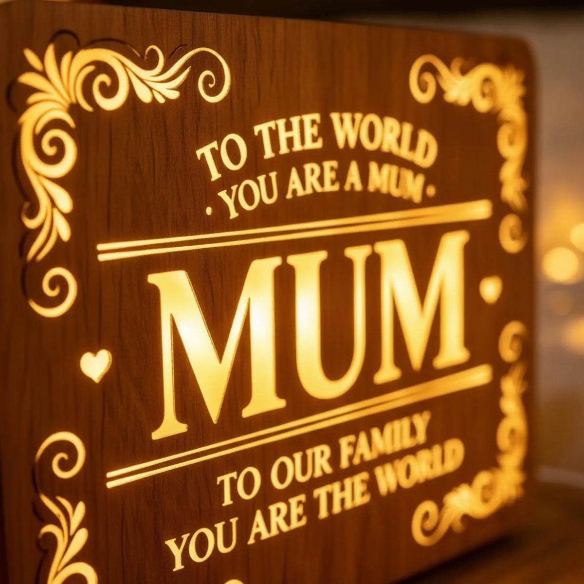 Illuminated Wood Wall Plaque - Mom and Dad Bedside Shelf Light - view 4