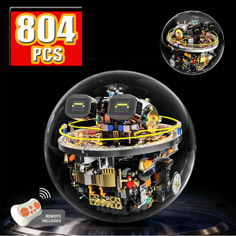 Programmable Robot Ball Building Set - 804-Piece RC Sphere Bot with LED Face - gallery 2