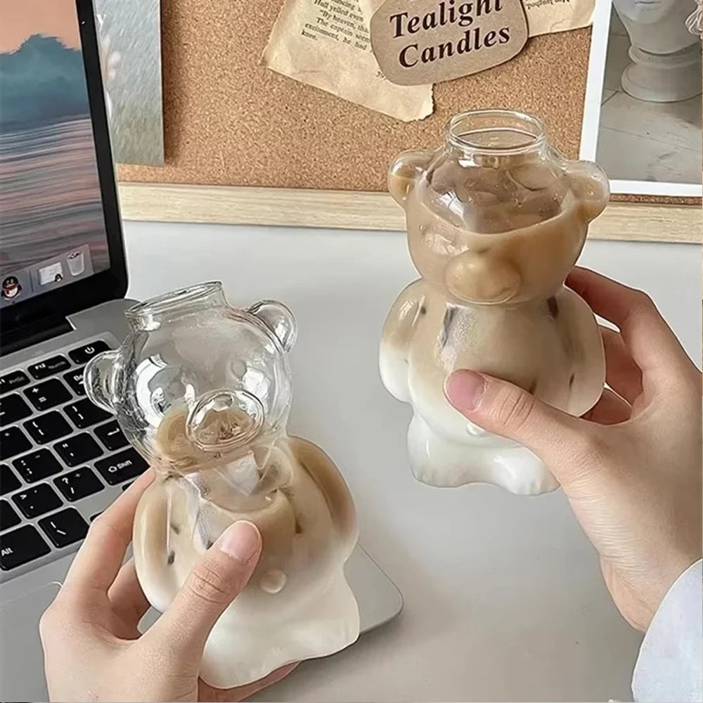 Bear Shaped Glass Cup with Straw - Clear Tumbler for Iced Coffee and Cold Drinks - image 5