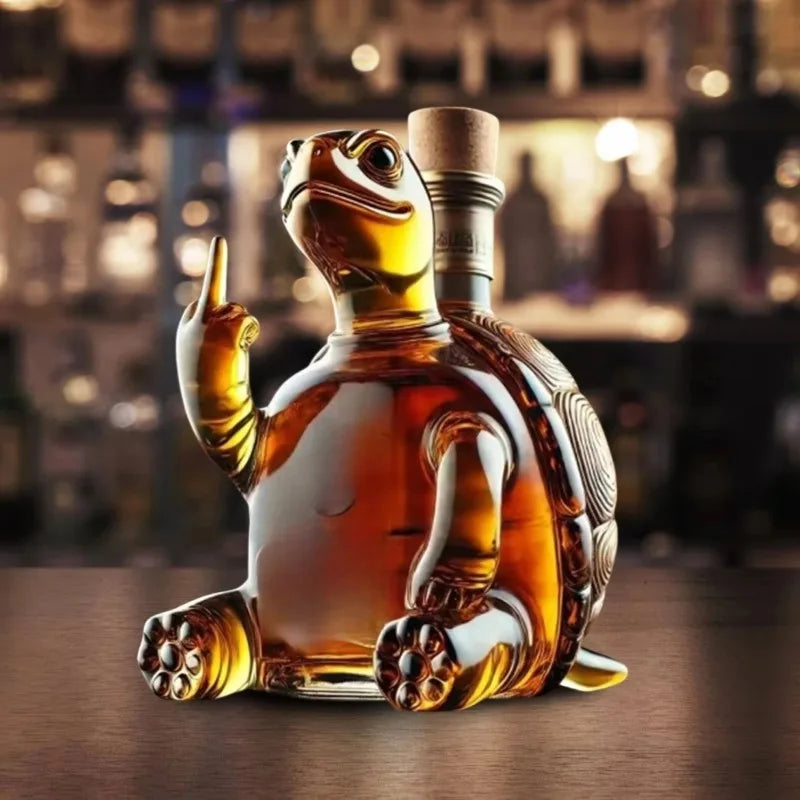 Turtle Glass Decanter 10oz - Novelty Animal Carafe for Home 