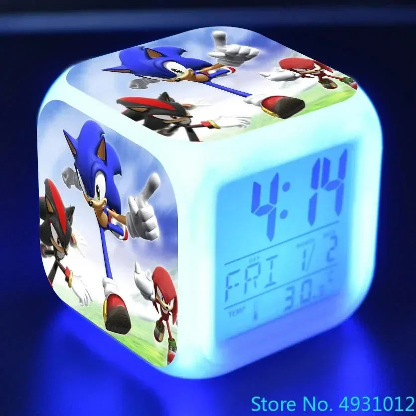 Anime Sonic Mario Bros Figure LED Alarm Clock 7-Color Touch Light Kids D... — View 24