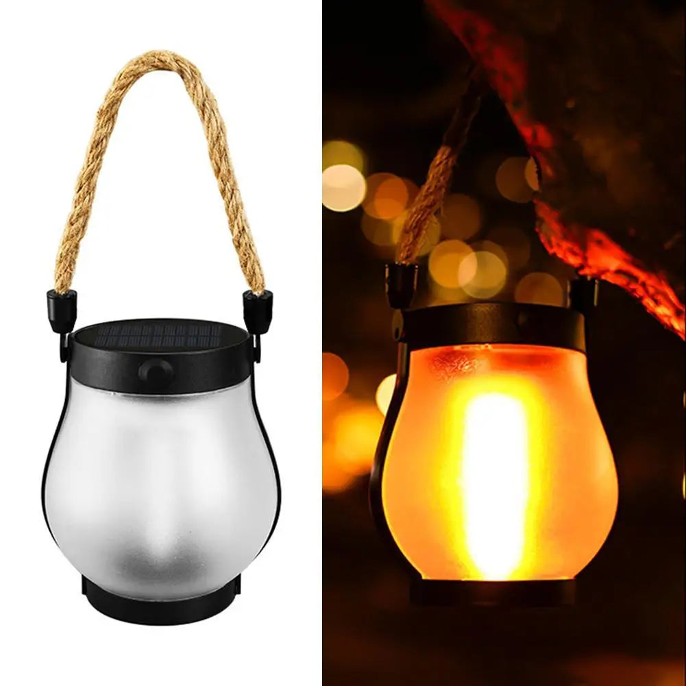 Solar Flame Lantern - on and off