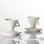 Bone China Espresso Cup and Saucer Set with Spoon - 50ml Conical Porce - 8