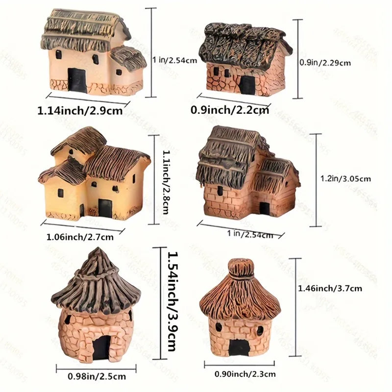 Miniature Fairy Garden House Set of 6 - Hand-Painted Resin C - 2