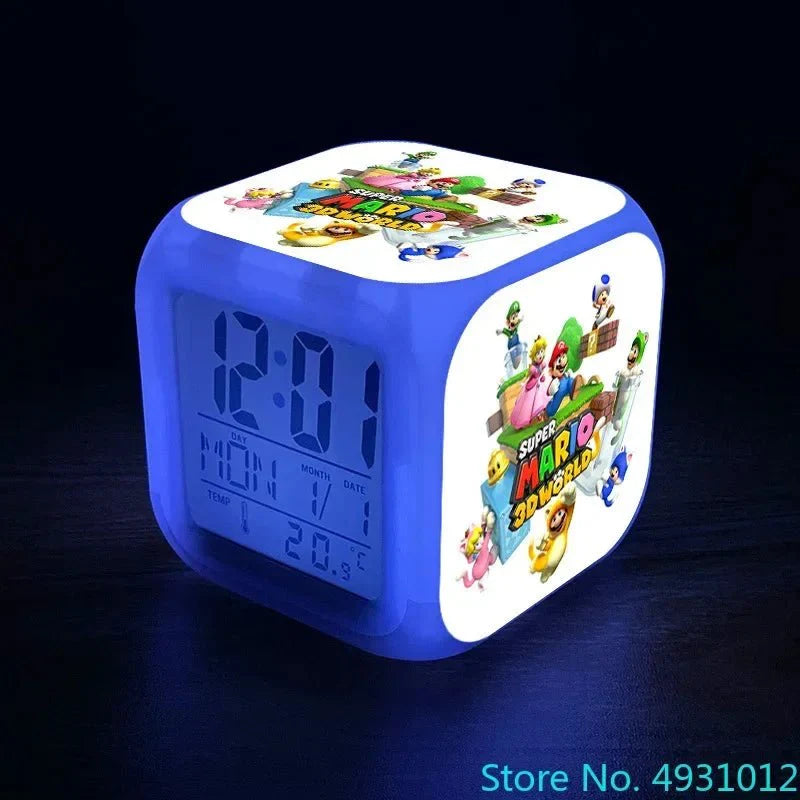 Anime Sonic Mario Bros Figure LED Alarm Clock 7-Color Touch Light Kids D... — View 22