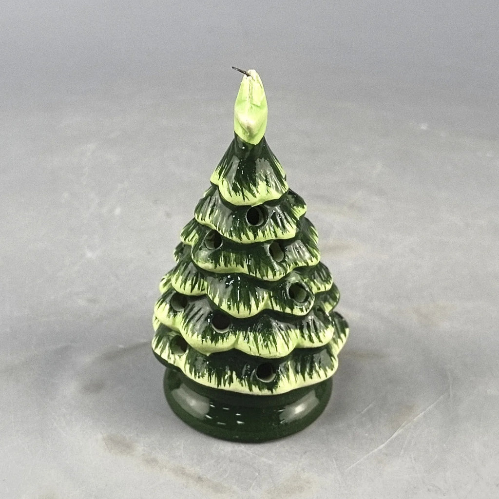Ceramic Christmas Tree Tealight Holder - 11cm Glazed Green P