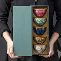 Ceramic Teacup Set of 5 - Handmade Kiln-Change Glaze Kung Fu Tea Cups, Gift Boxed - gallery 1